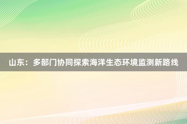 山东：多部门协同探索海洋生态环境监测新路线