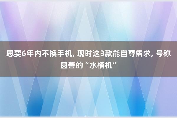 思要6年内不换手机, 现时这3款能自尊需求, 号称圆善的“水桶机”