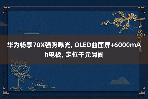 华为畅享70X强势曝光, OLED曲面屏+6000mAh电板, 定位千元阛阓