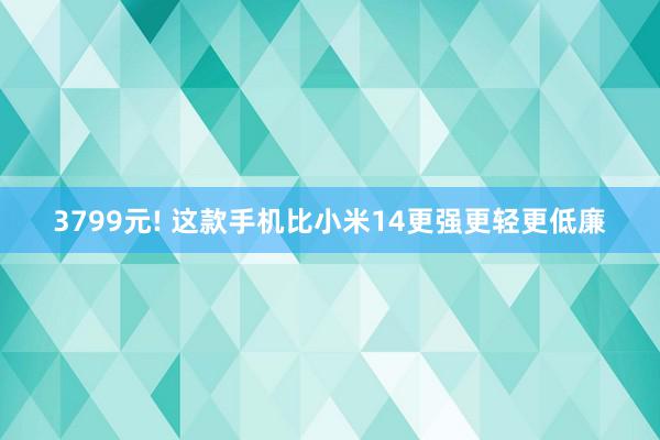 3799元! 这款手机比小米14更强更轻更低廉