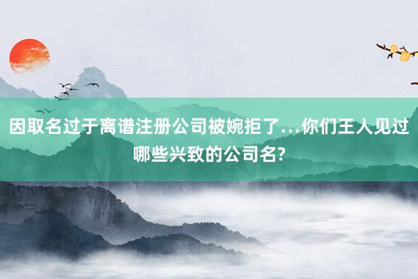 因取名过于离谱注册公司被婉拒了…你们王人见过哪些兴致的公司名?