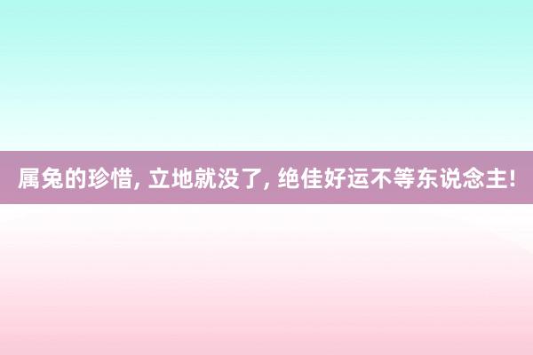 属兔的珍惜, 立地就没了, 绝佳好运不等东说念主!