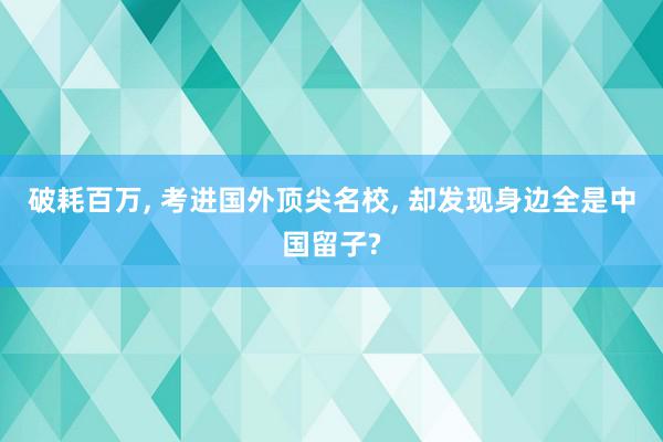 破耗百万, 考进国外顶尖名校, 却发现身边全是中国留子?