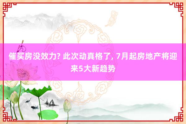 催买房没效力? 此次动真格了, 7月起房地产将迎来5大新趋势