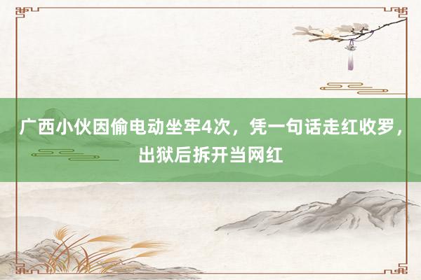 广西小伙因偷电动坐牢4次，凭一句话走红收罗，出狱后拆开当网红