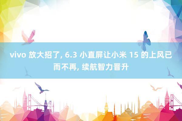 vivo 放大招了, 6.3 小直屏让小米 15 的上风已而不再, 续航智力晋升