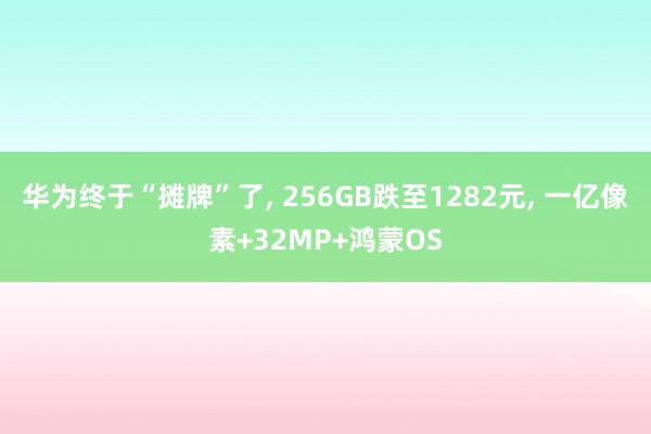 华为终于“摊牌”了, 256GB跌至1282元, 一亿像素+32MP+鸿蒙OS