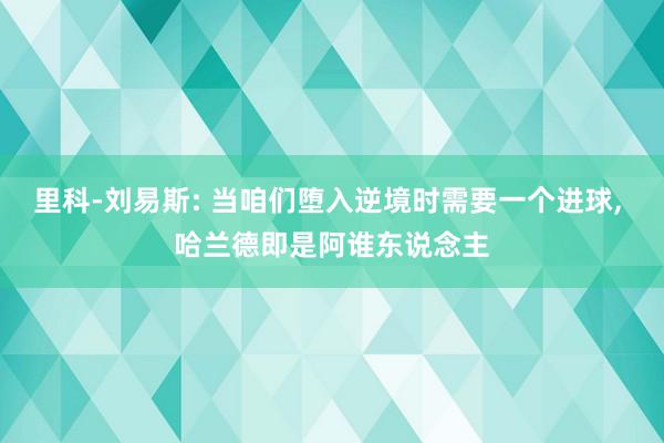 里科-刘易斯: 当咱们堕入逆境时需要一个进球, 哈兰德即是阿谁东说念主