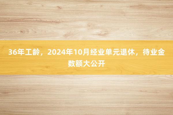 36年工龄，2024年10月经业单元退休，待业金数额大公开