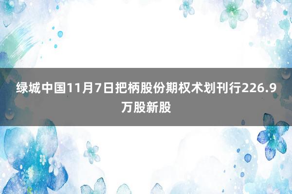 绿城中国11月7日把柄股份期权术划刊行226.9万股新股