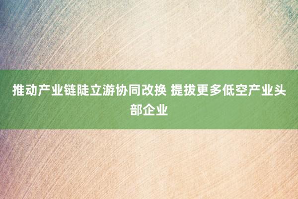 推动产业链陡立游协同改换 提拔更多低空产业头部企业