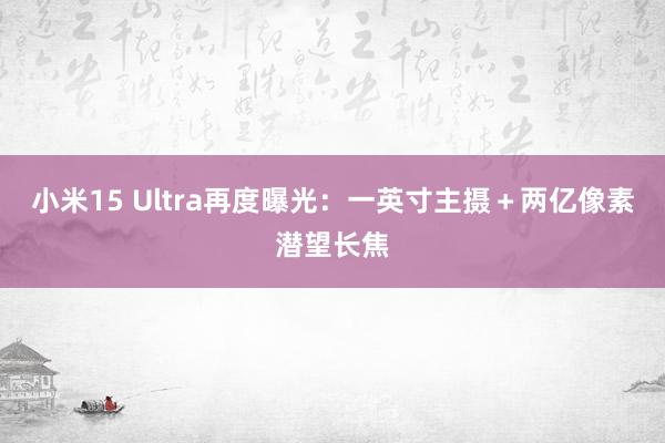 小米15 Ultra再度曝光：一英寸主摄＋两亿像素潜望长焦